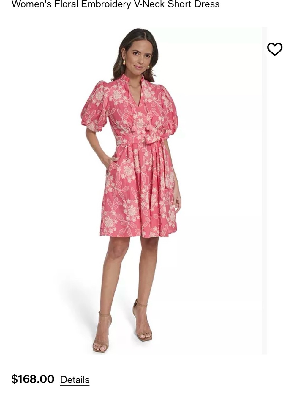 Eliza J Pink Floral Embroidered V-Neck Mini Dress
